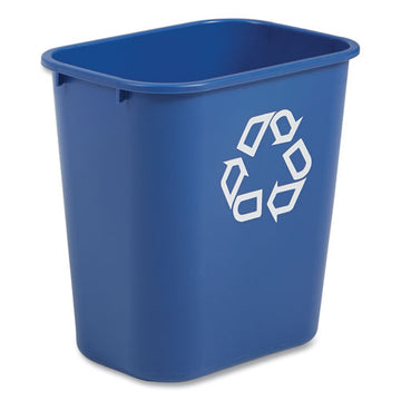 Rubbermaid® Commercial Medium Deskside Recycling Container, Rectangular, Plastic, 28.13 Qt, Blue freeshipping - TVN Wholesale